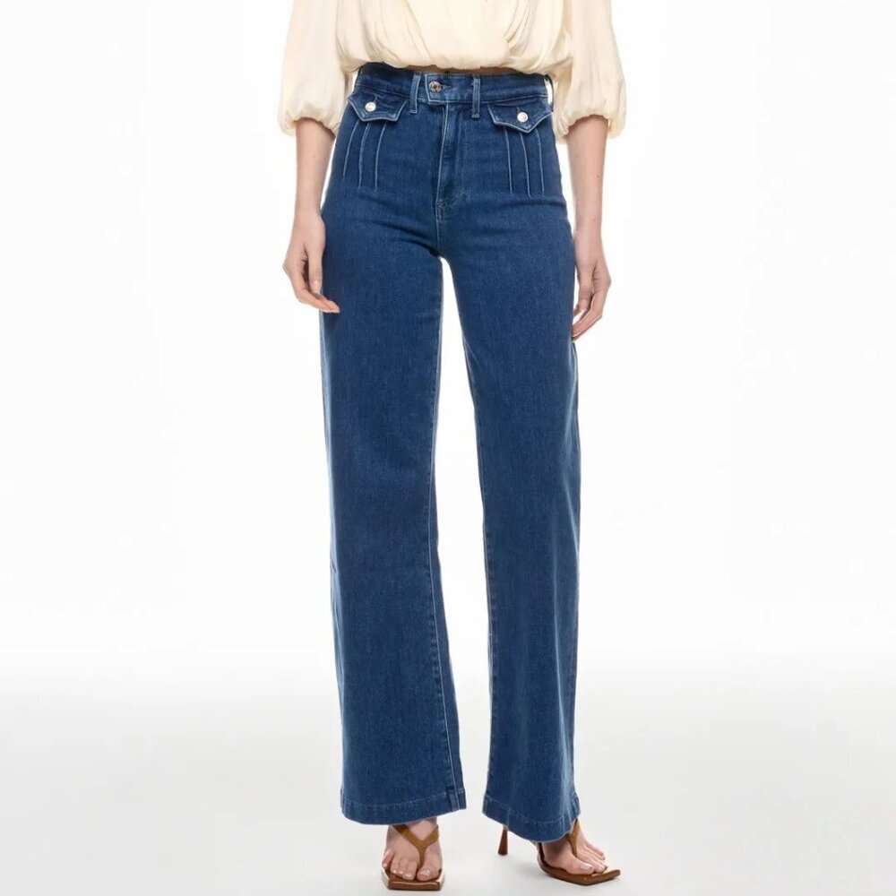 Le Jean Stardust High Rise Wide Leg Blue Denim Retro Trouser Jeans Size 24